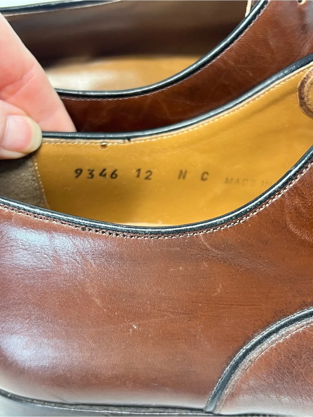 PETER HUBER Brown Leather Cap Toe Oxford Dress Shoes 12 Narrow Classic Lace